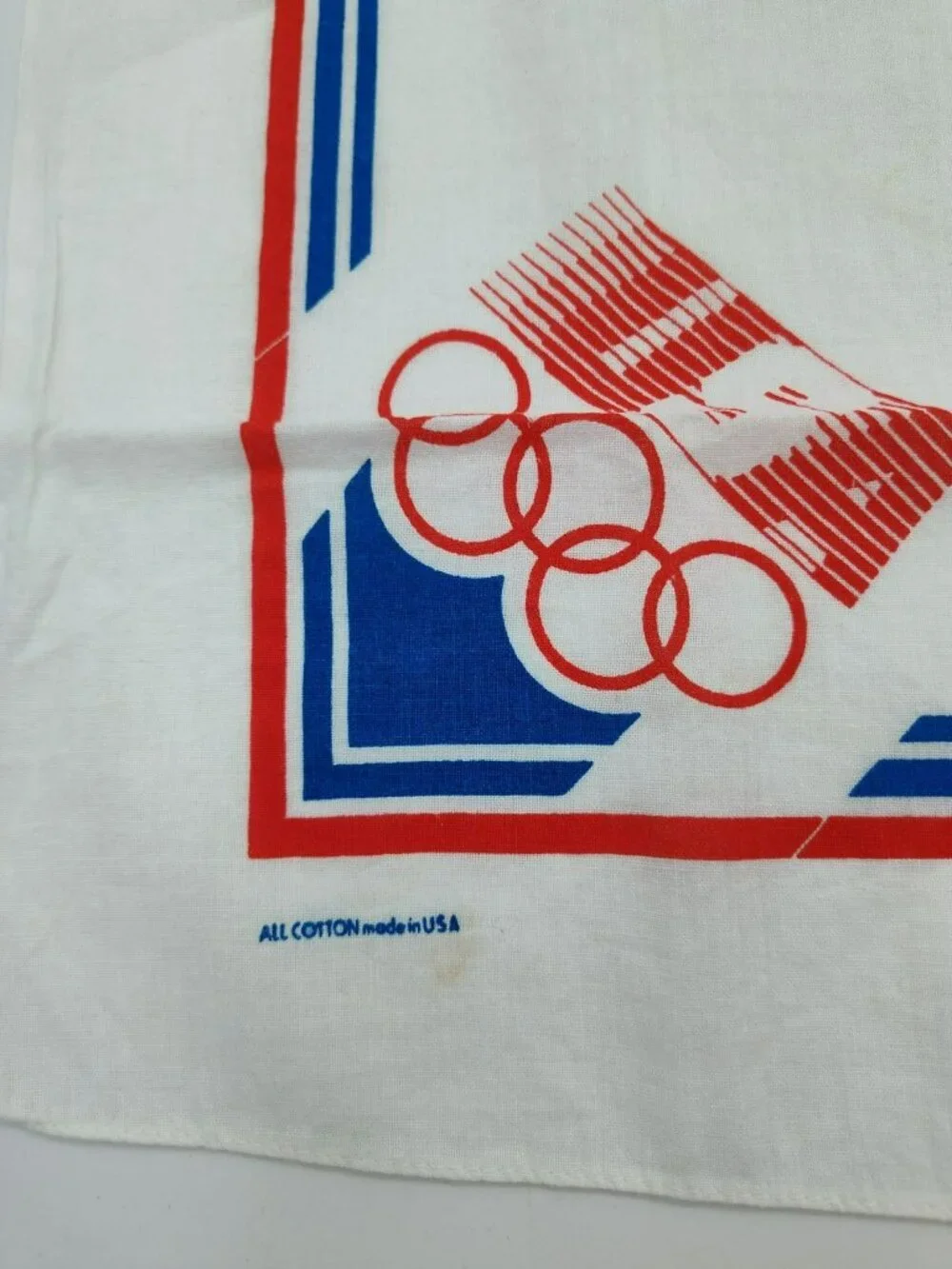 Vintage Levi's 1984 Olympics Bandana Handkerchief, White, 100% Cotton, USA Made